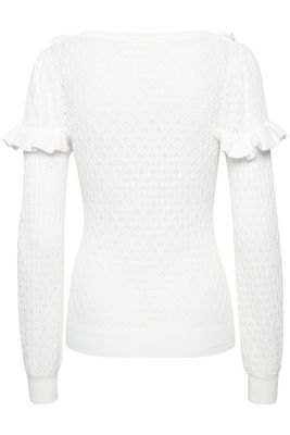 Vit finstickad tröja med söta volanger