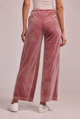 Raka byxor i velour gammalrosa