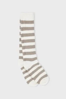Randiga mjuka sockor med högt skaft