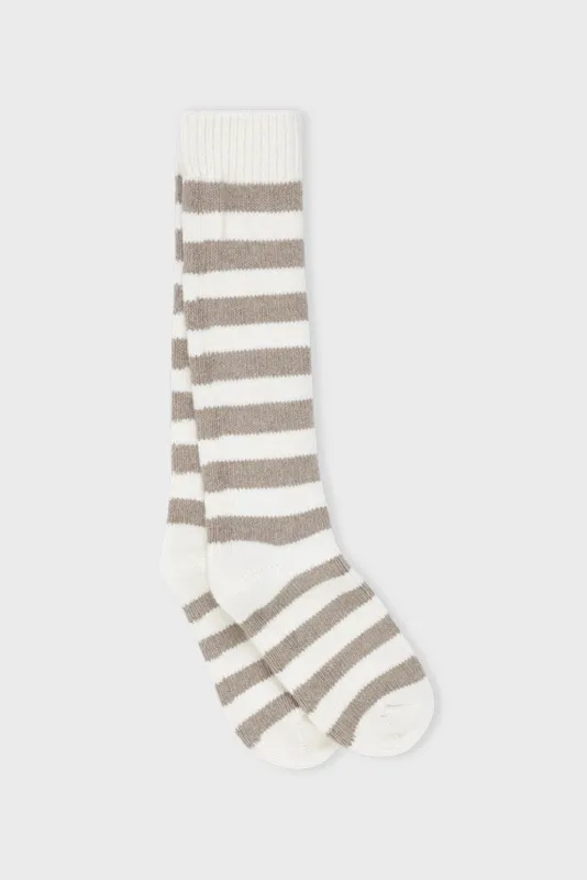 Randiga mjuka sockor med högt skaft