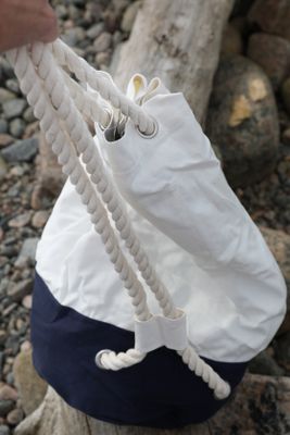 Stor strandsäck marin vit