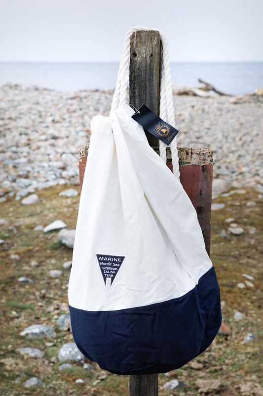 Stor strandsäck marin vit