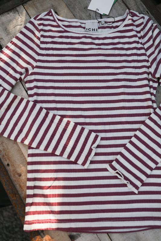 Randig top offwhite och mörkrosa