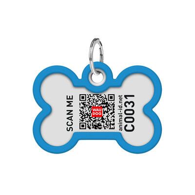 WAUDOG Smart ID Bricka för Hund & Katt Blue gradient Ben 40mm