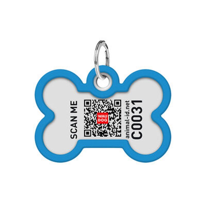 WAUDOG Smart ID Bricka för Hund & Katt Blue gradient Ben 40mm