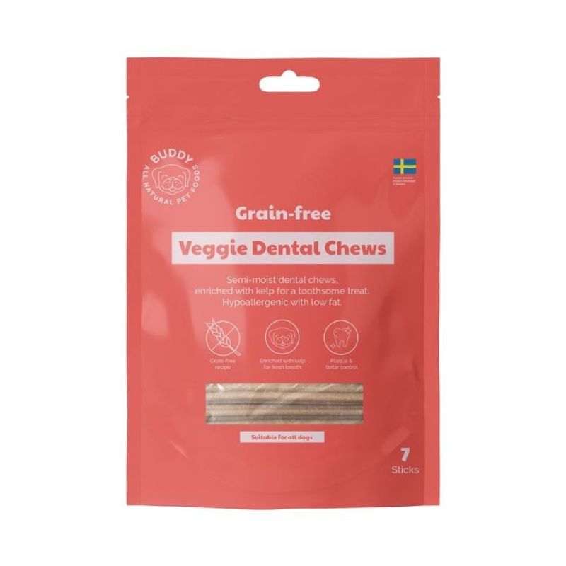 Buddy Grain Free Veggie Dental Chews med Kelp