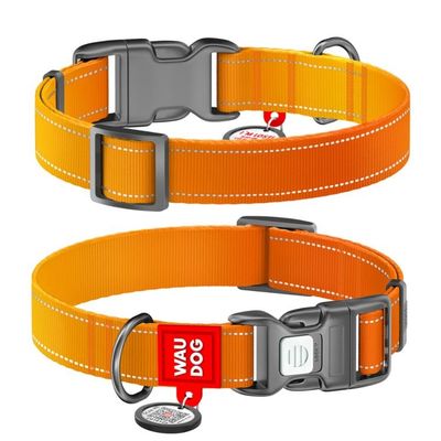 WAUDOG Mono Hundhalsband Reflex med Smart-ID bricka Orange
