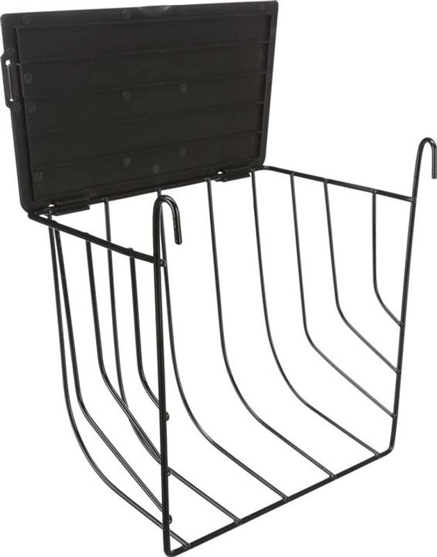 Höhäck, hängande, med lock, metall, 20x18x12cm, svart
