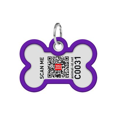 WAUDOG Smart ID Bricka för Hund & Katt Purple gradient Ben 40mm