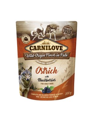 CarniLove Dog Pouch Paté Ostrich with Blackberries 300g