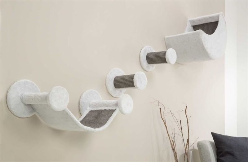 Klösmöbel & Klätterset för väggmontage 4 delar vit/grå