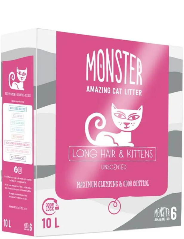 Monster Kattsand Long Hair & Kitten Unscented 10L