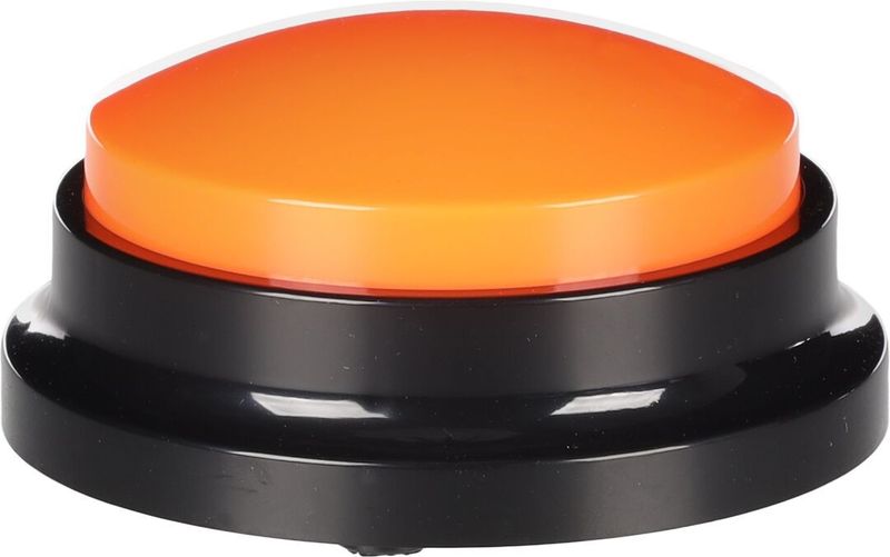 Flamingo Karao inspelningsbar knapp för hund, orange färgexempel med svart bas