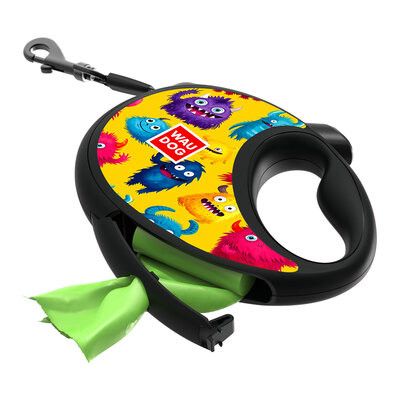 WAUDOG R-Leash Rullkoppel med Bajspåsehållare Furry Monsters