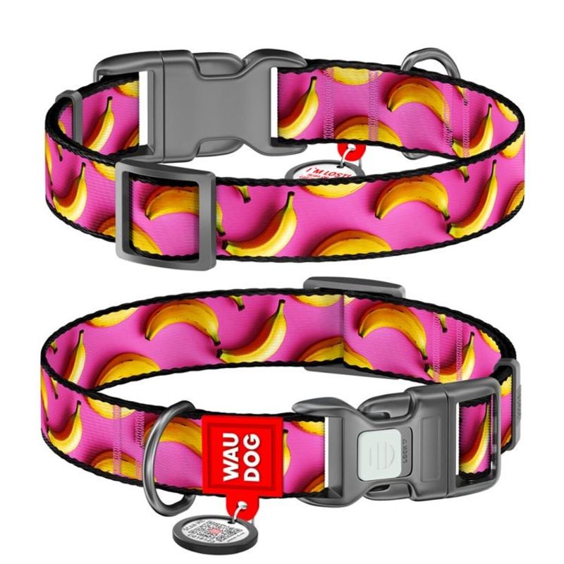 WAUDOG Hundhalsband Nylon Bananas On Pink