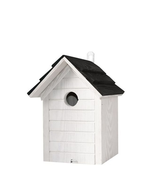 Fågelholk med liggande panel Vit/Svart