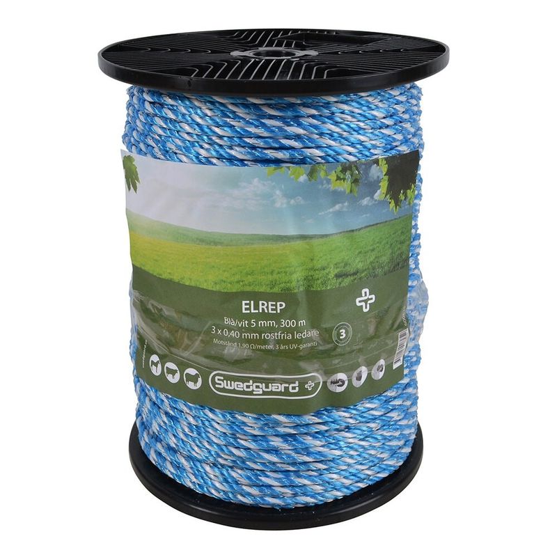 Swedguard Elrep Plus 5 mm blå/vit 300 m