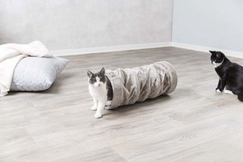 Kattunnel, plysch, ø 22 × 60 cm, grå