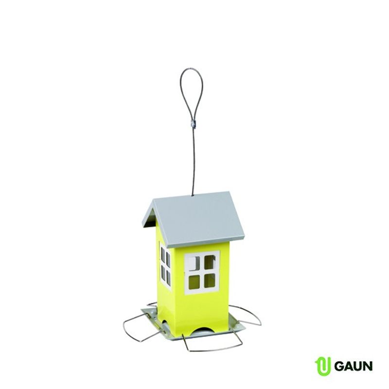 Målad Fågelmatare i Metall Hus