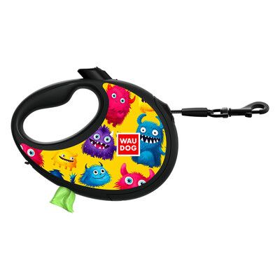 WAUDOG R-Leash Rullkoppel med Bajspåsehållare Furry Monsters
