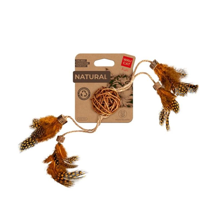 WAUCAT Kattleksak med Fjädrar och Kattmynta 40cm