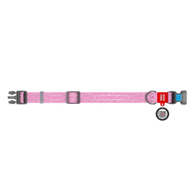 WAUDOG Re-Cotton Hundhalsband med Smart ID-Bricka Reflex, Pink