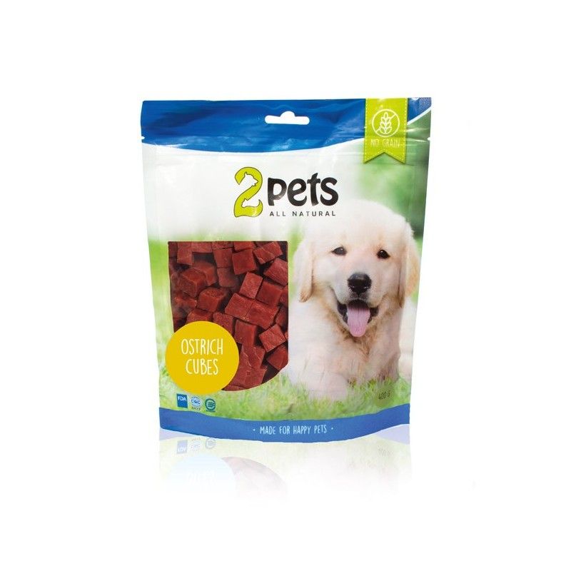 2pets Dogsnack Ostrich/Struts MiniCubes