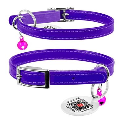 WAUDOG Katthalsband Läder med Smart ID bricka