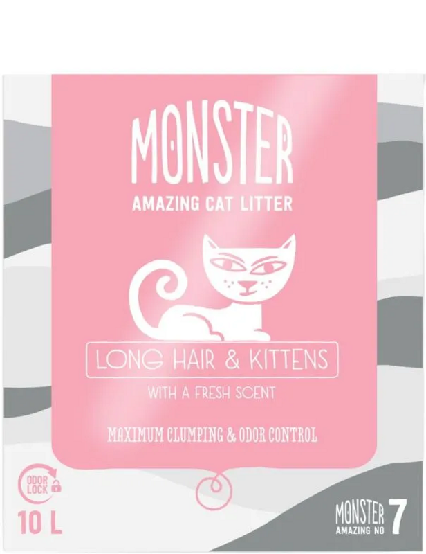 Monster Kattsand Long Hair & Kitten Scented 10L
