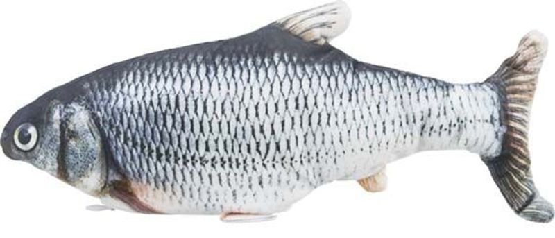 Fisk sprattlande i tyg med kattmynta 30 cm USB-laddad