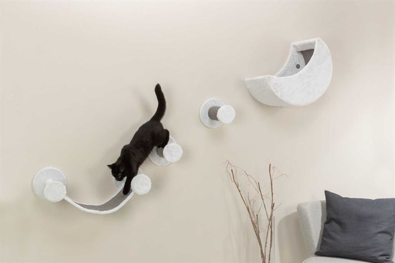 Klösmöbel & Klätterset för väggmontage 4 delar vit/grå