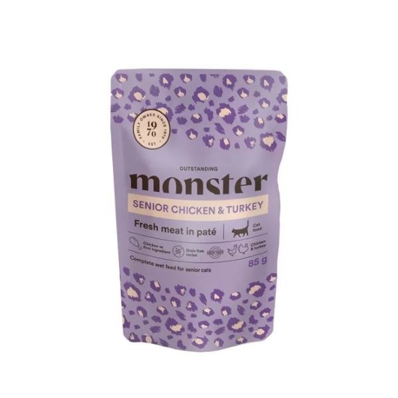 Monster Pouches Senior Chicken Turkey 85g