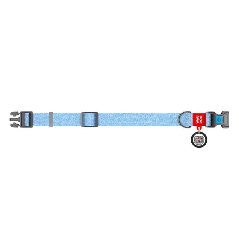 WAUDOG Re-Cotton Hundhalsband med Smart ID-Bricka Reflex, Blue
