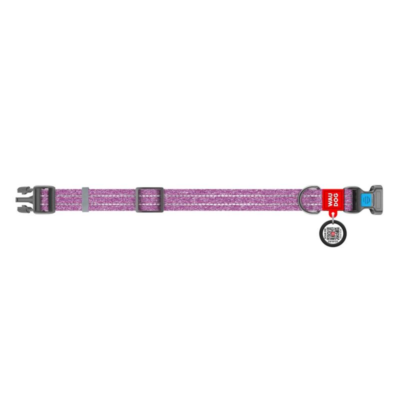 WAUDOG Re-Cotton Hundhalsband med Smart ID-Bricka Reflex, Purple