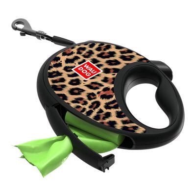 WAUDOG R-Leash Rullkoppel med Bajspåsehållare Leopard