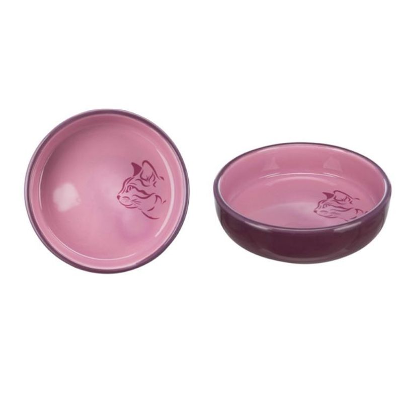 Kattskål i keramik för kortnosiga