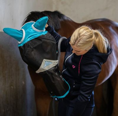 Fine Mesh Flughuva med öron och nos Turkos/Grå