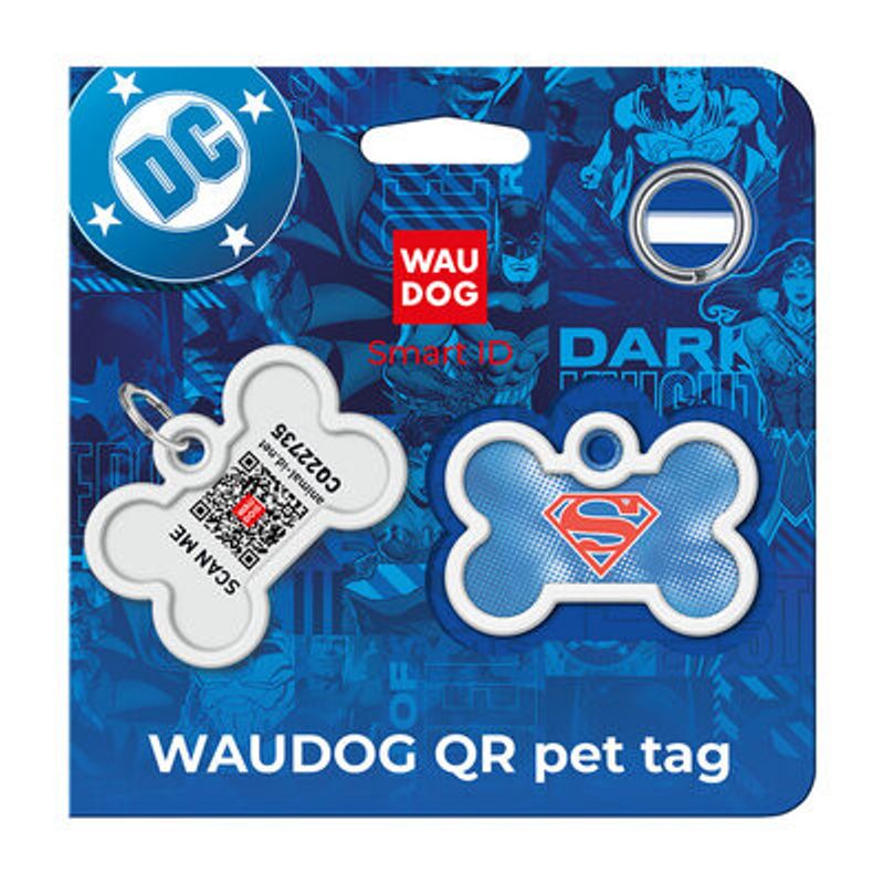 WAUDOG Smart ID Bricka för Hund & Katt Superman Retro Ben R 40mm