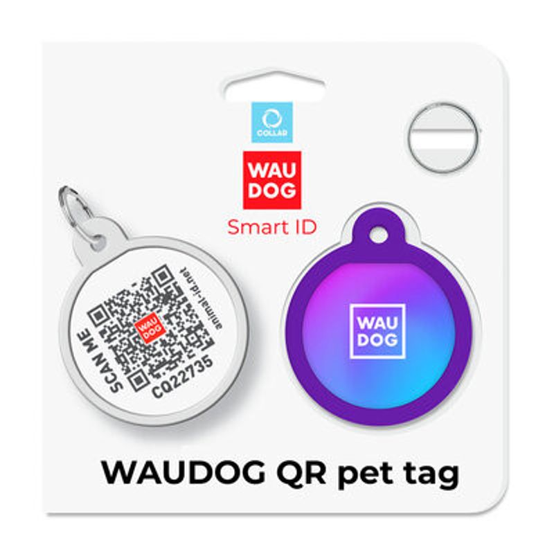 WAUDOG Smart ID Bricka för Hund & Katt Purple gradient Rund Lila