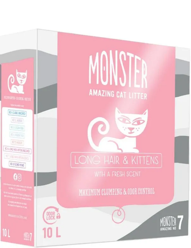 Monster Kattsand Long Hair & Kitten Scented 10L