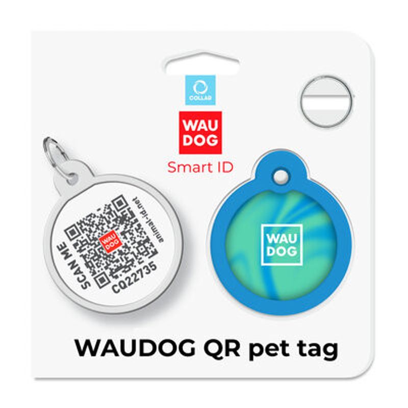 WAUDOG Smart ID Bricka för Hund & Katt Blue gradient Rund