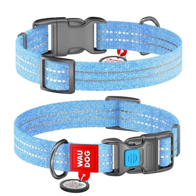 WAUDOG Re-Cotton Hundhalsband med Smart ID-Bricka Reflex, Blue