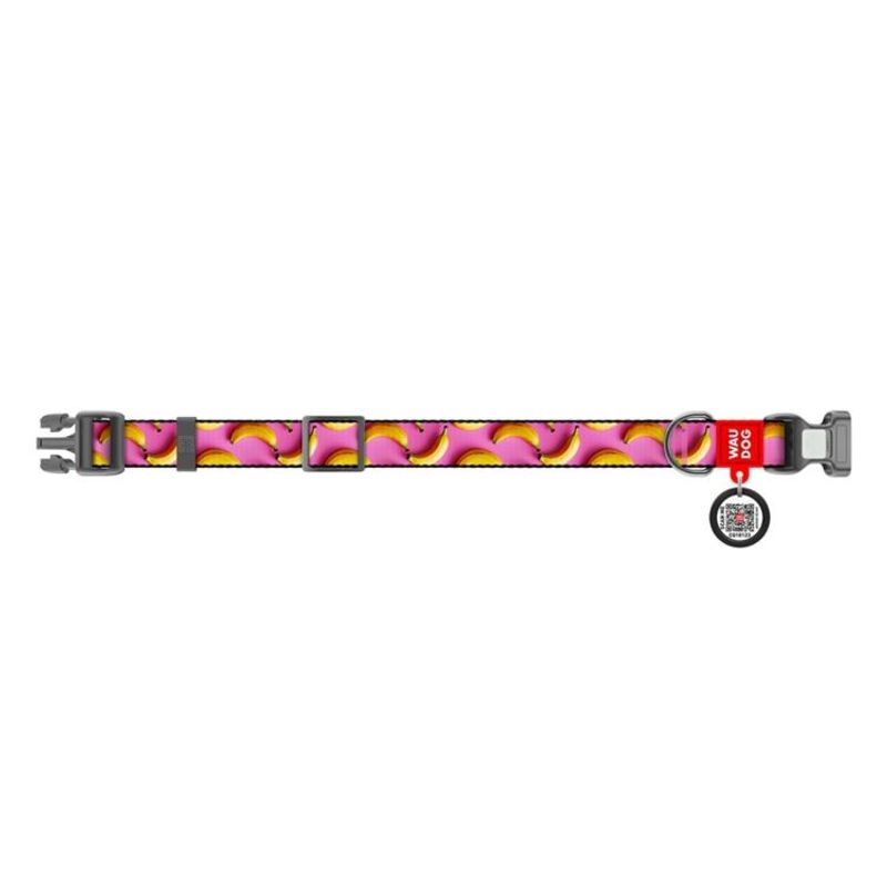 WAUDOG Hundhalsband Nylon Bananas On Pink