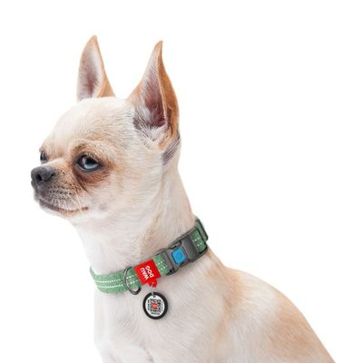 WAUDOG Re-Cotton Hundhalsband med Smart ID-Bricka Reflex, Grön