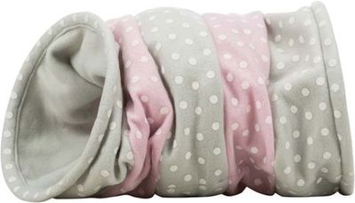Kattunnel, fleece, ø 25 x 50 cm, grå/rosa
