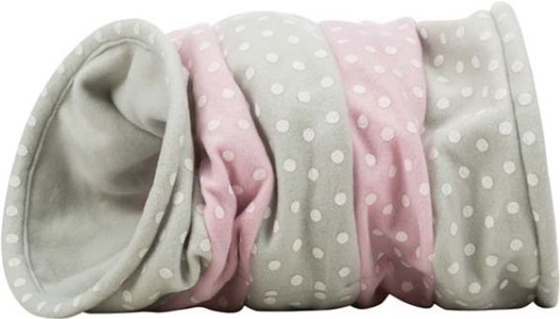 Kattunnel, fleece, ø 25 x 50 cm, grå/rosa