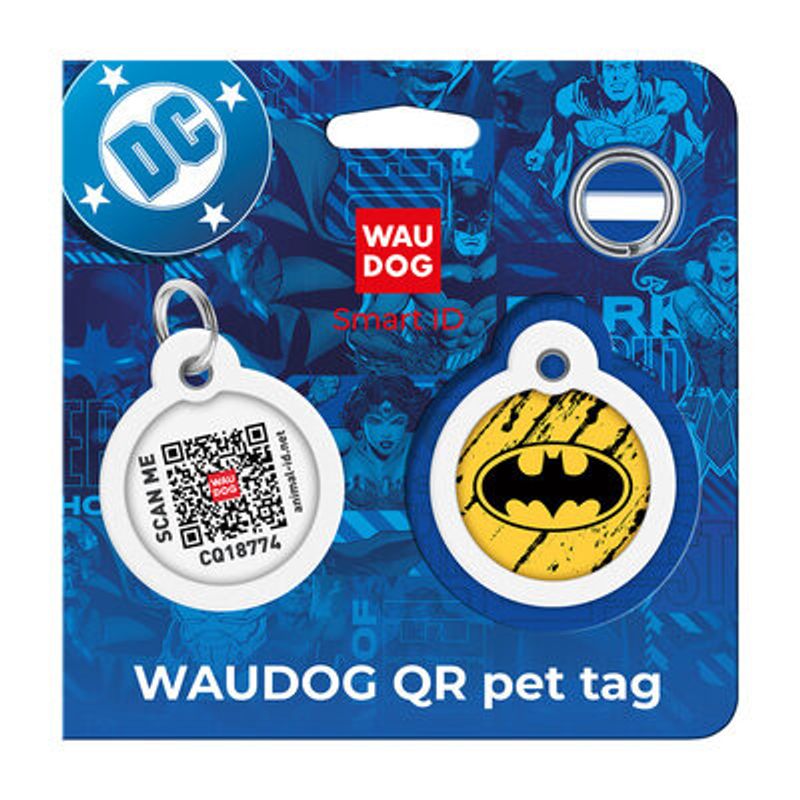 WAUDOG Smart ID Bricka för Hund & Katt Batman sketch Rund