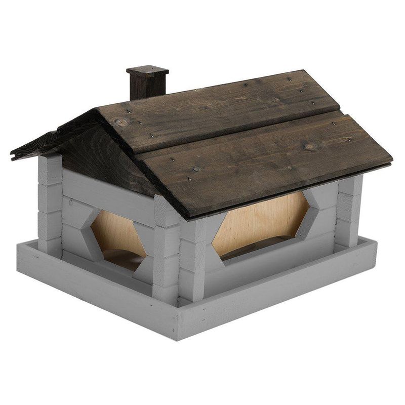 Fågelbord Stuga Jätte Grå 40X31X26 cm