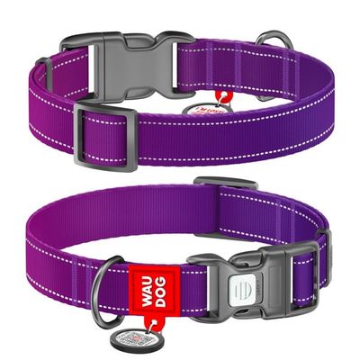 WAUDOG Mono Hundhalsband Reflex med Smart-ID bricka Lila