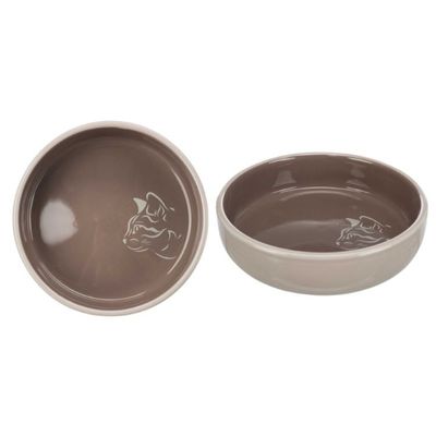 Kattskål i keramik för kortnosiga